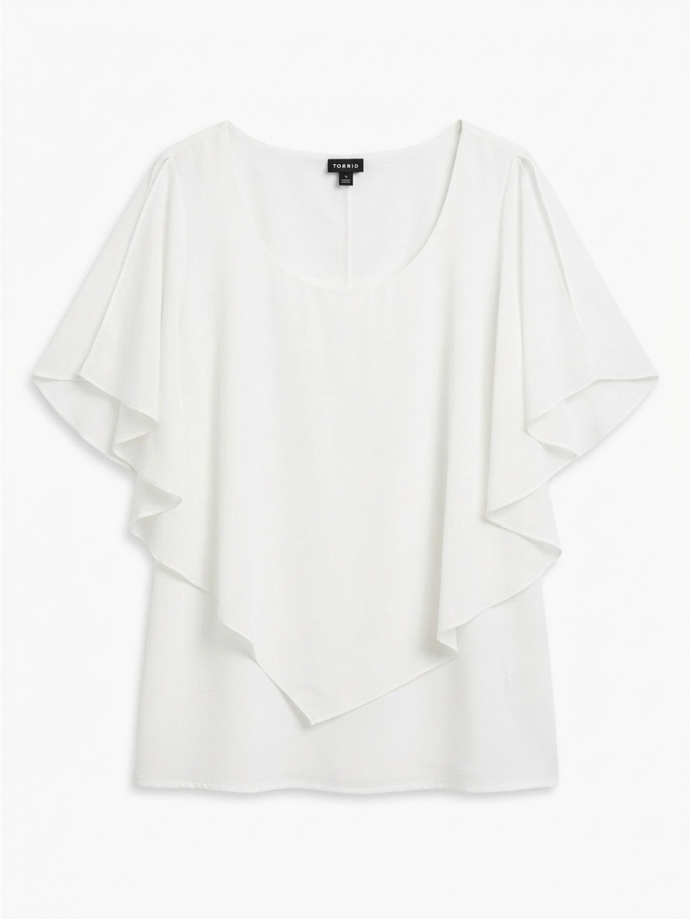 torrid White Layered Flutter Sleeve Scoop Neck Blouse